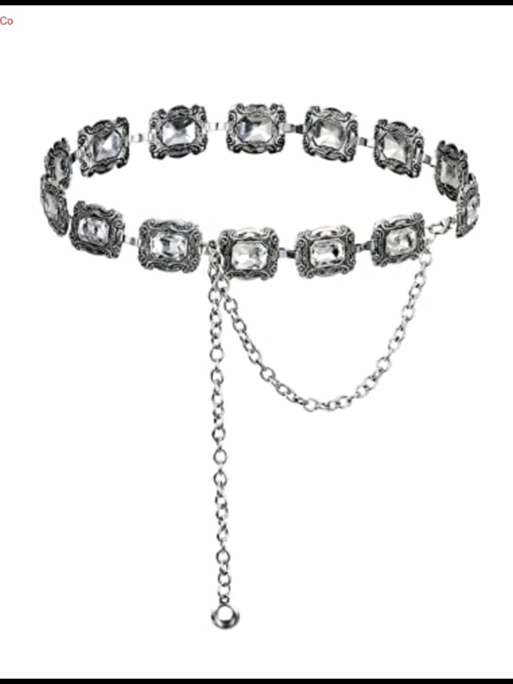 Western Rhinestone Metal Concho Chain Belt for Women Cowgirl Dresses Jeans